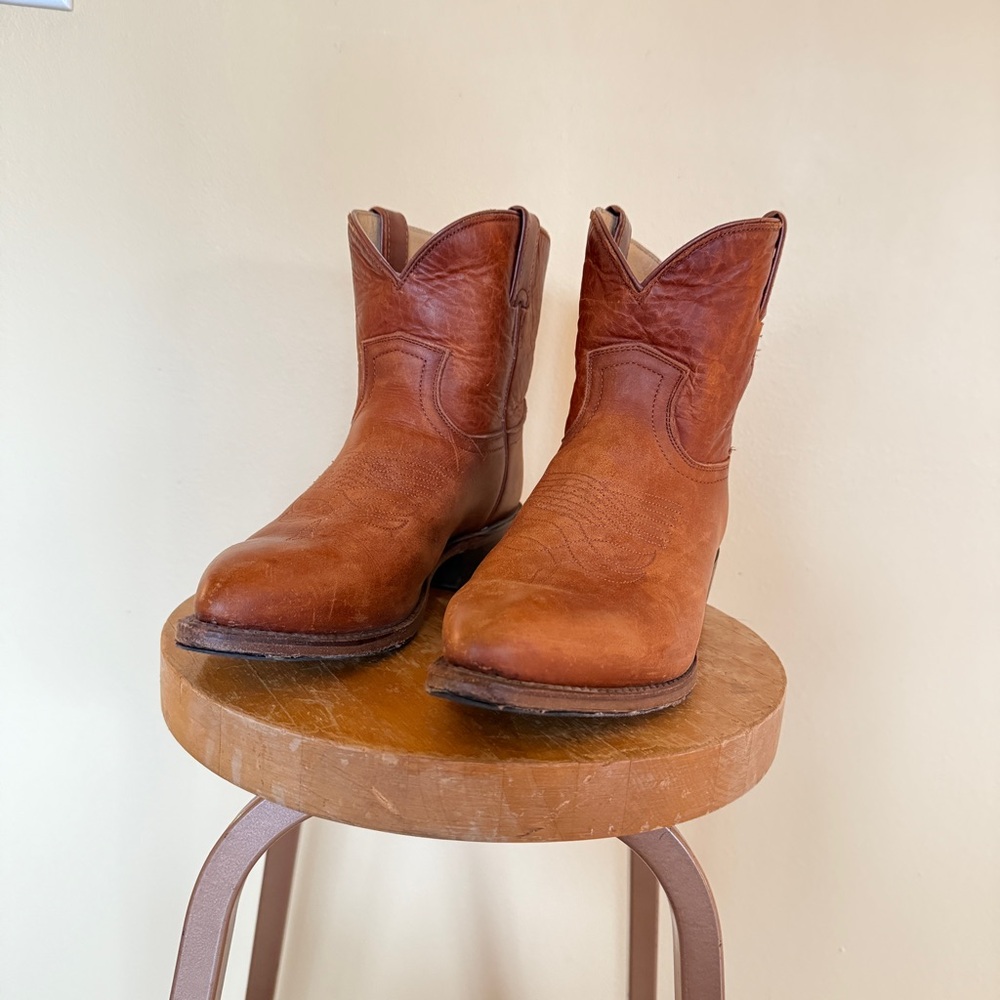 Frye Tan Cognac Leather Western Boots Short Ankle Boots